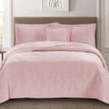 Ultrasonic Quilted Flower Comforter Set 6-Piece King Cavern Pink