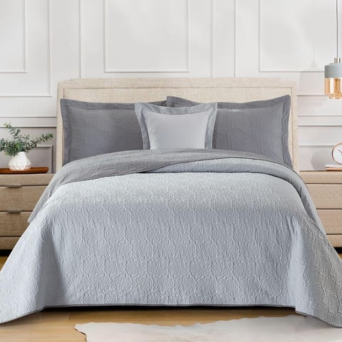 Ultrasonic Embroidered Compressed Comforter Set 3-Piece Twin Grey