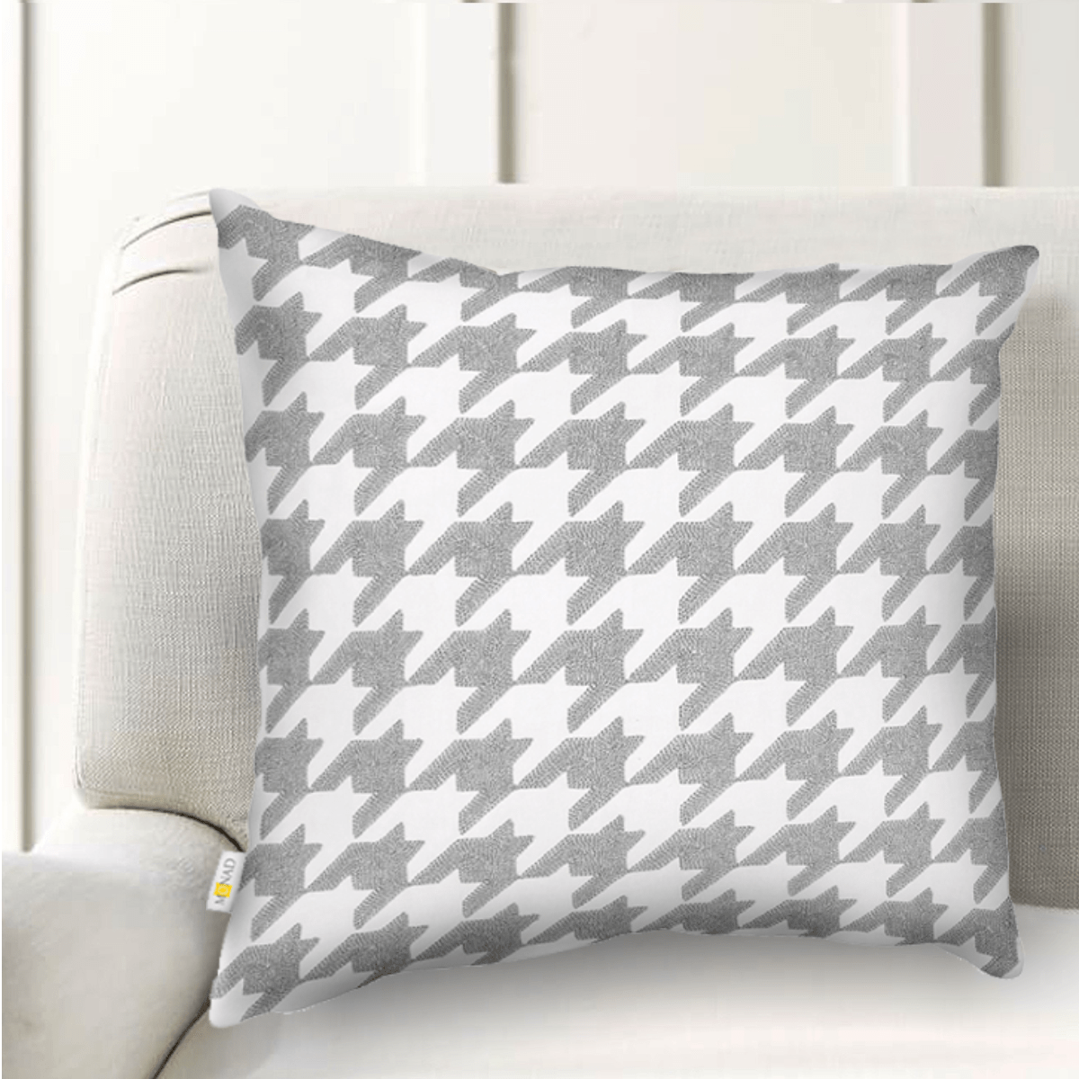 Blue Houndstooth Pattern Embroidered Cushion Cover