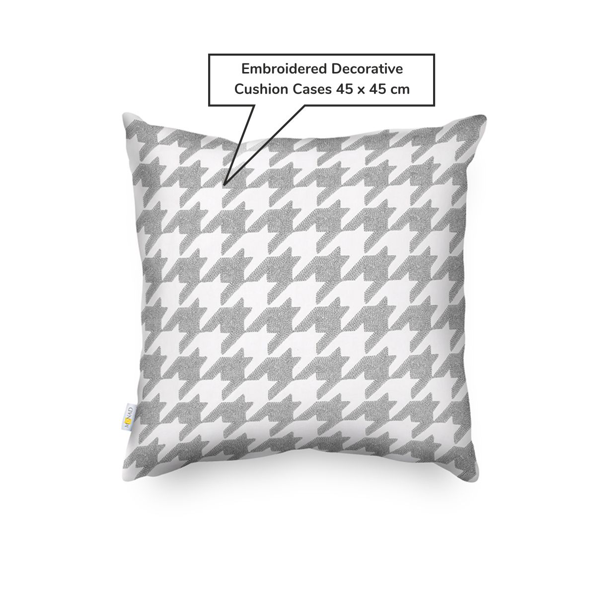 Blue Houndstooth Pattern Embroidered Cushion Cover