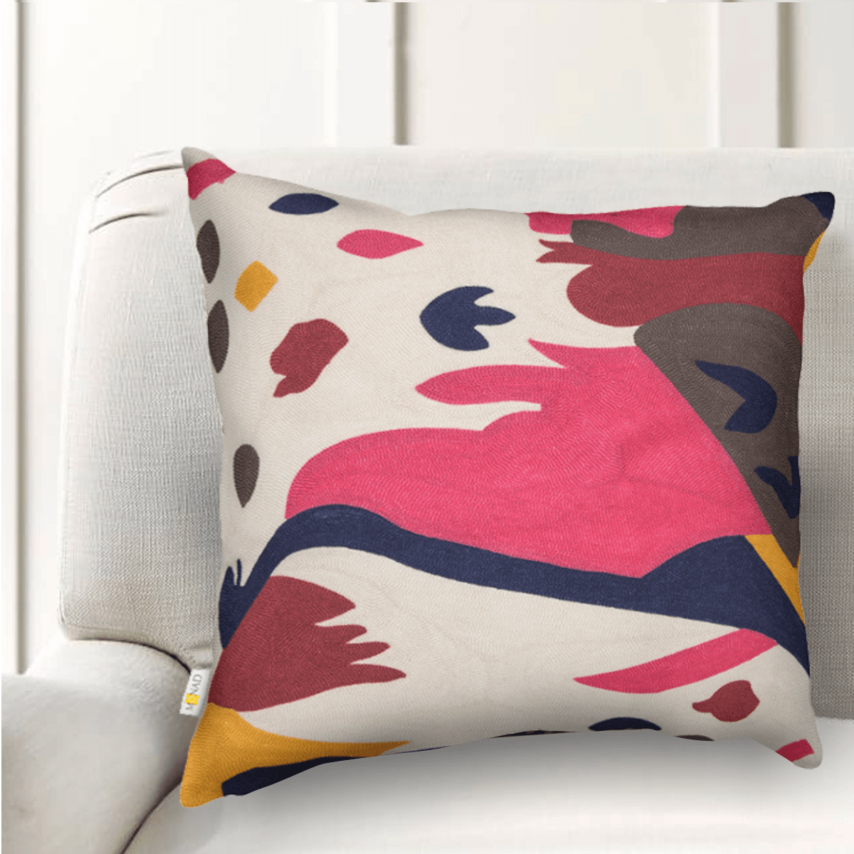 Abstract Embroidered Cushion Cover