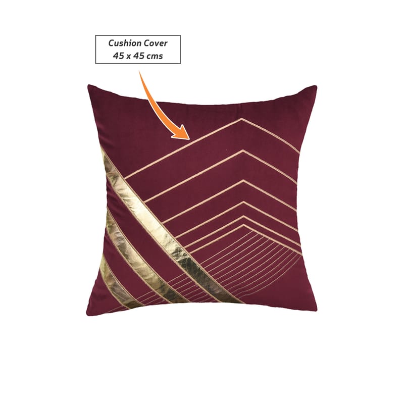 Marron Golden Striped Cushion Cover