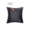 Black Velvet Pompom Lace Cushion Cover