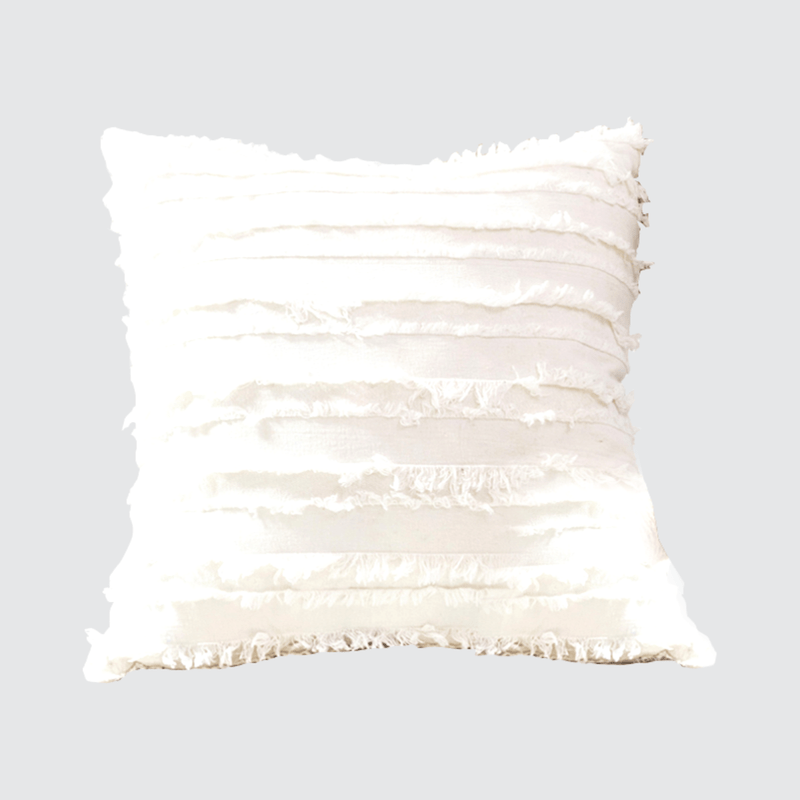 White Tassel Stripe Cushion Cover