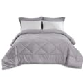Diamond Quilted Reversible Comforter Set 4-Piece Twin Grey/Light Grey