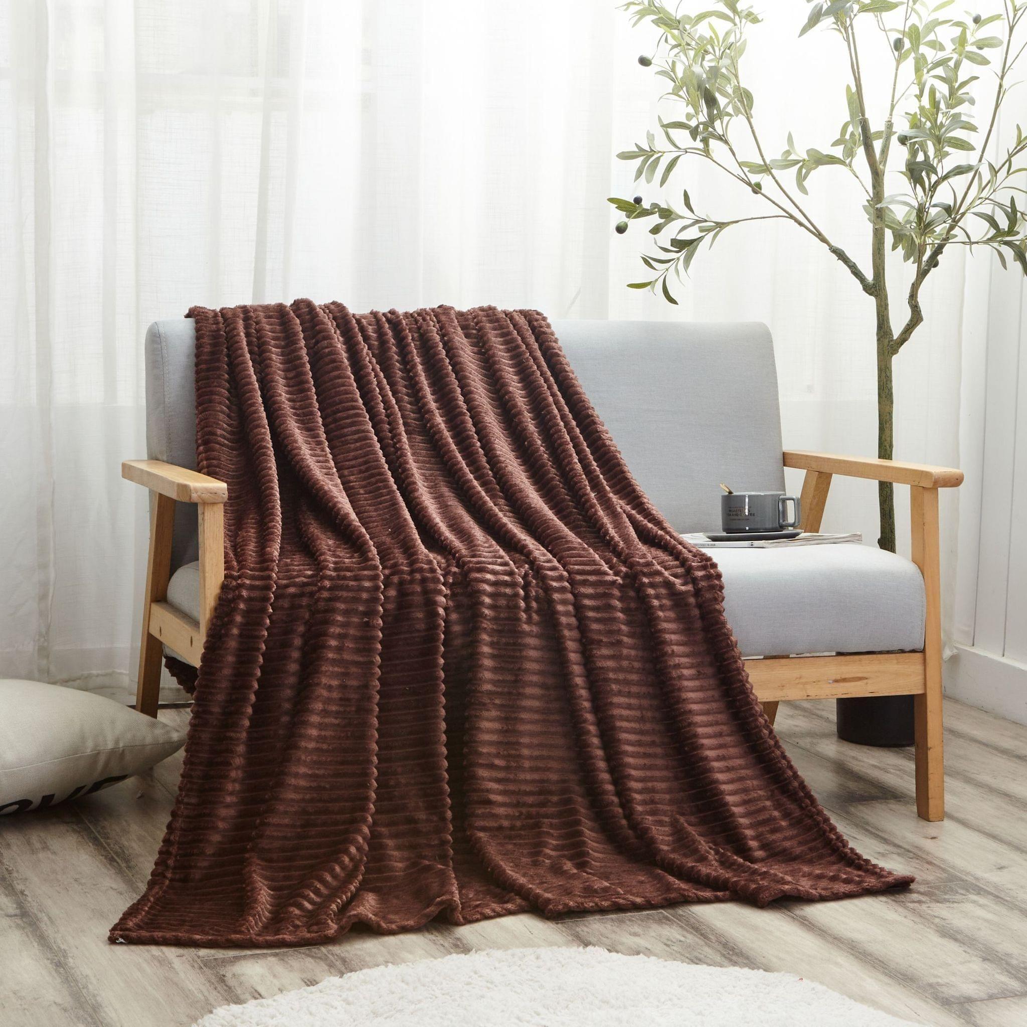 Soft Flannel Fleece Blanket King Crater Brown