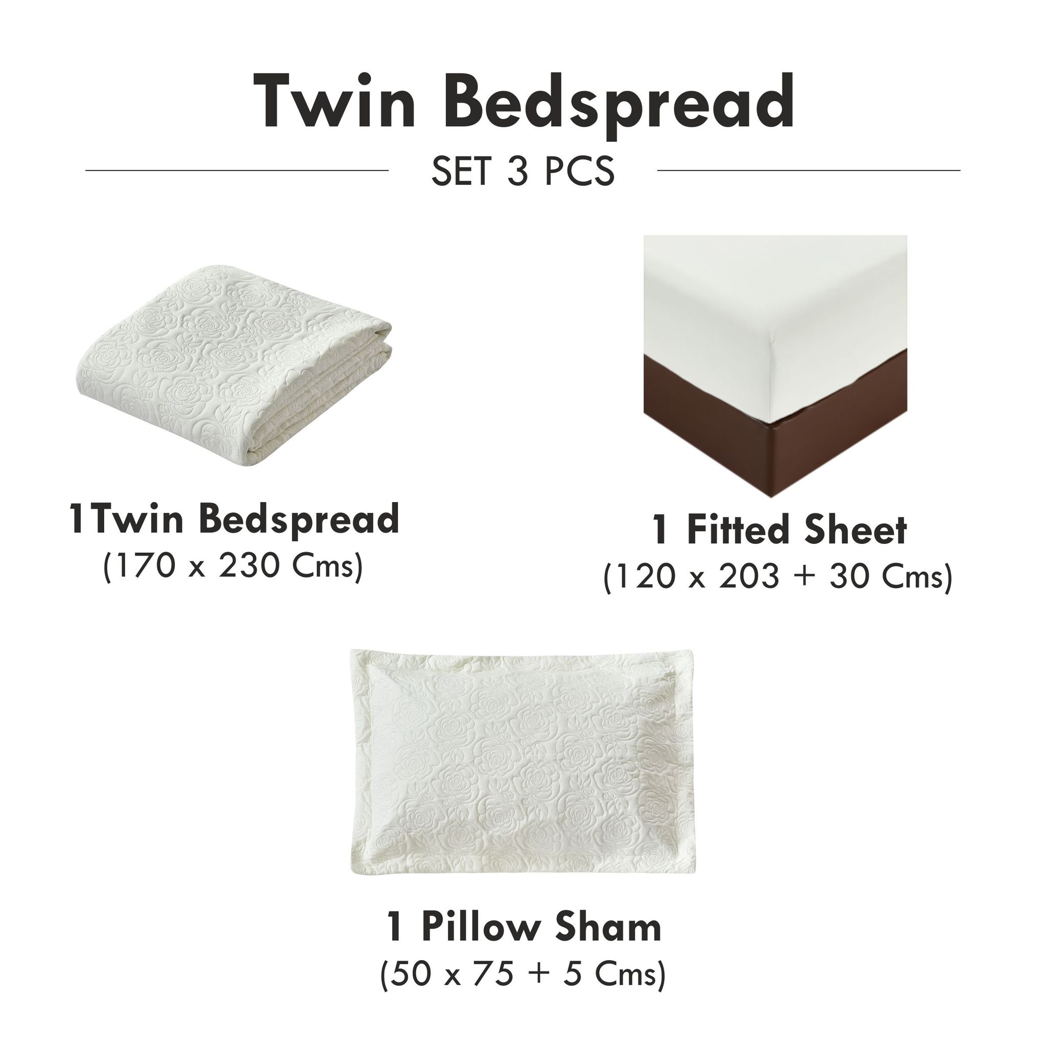 Ultrasonic Embroidered Compressed Comforter Set 3-Piece Twin Ivory