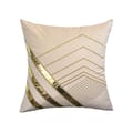 Beige Golden Striped Cushion Cover