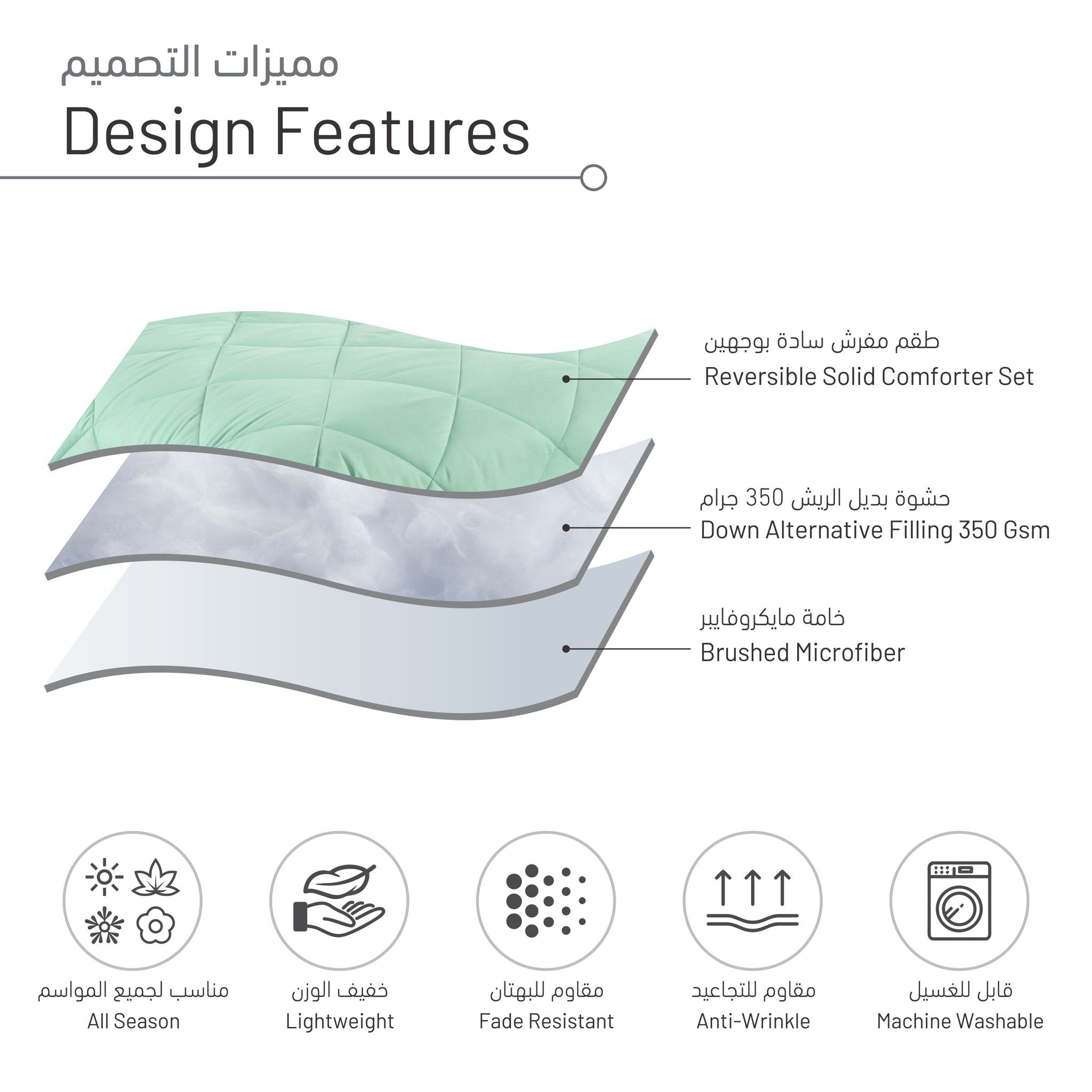 Diamond Quilted Reversible Comforter Set 6-Piece King Spa Mint/Light Gray