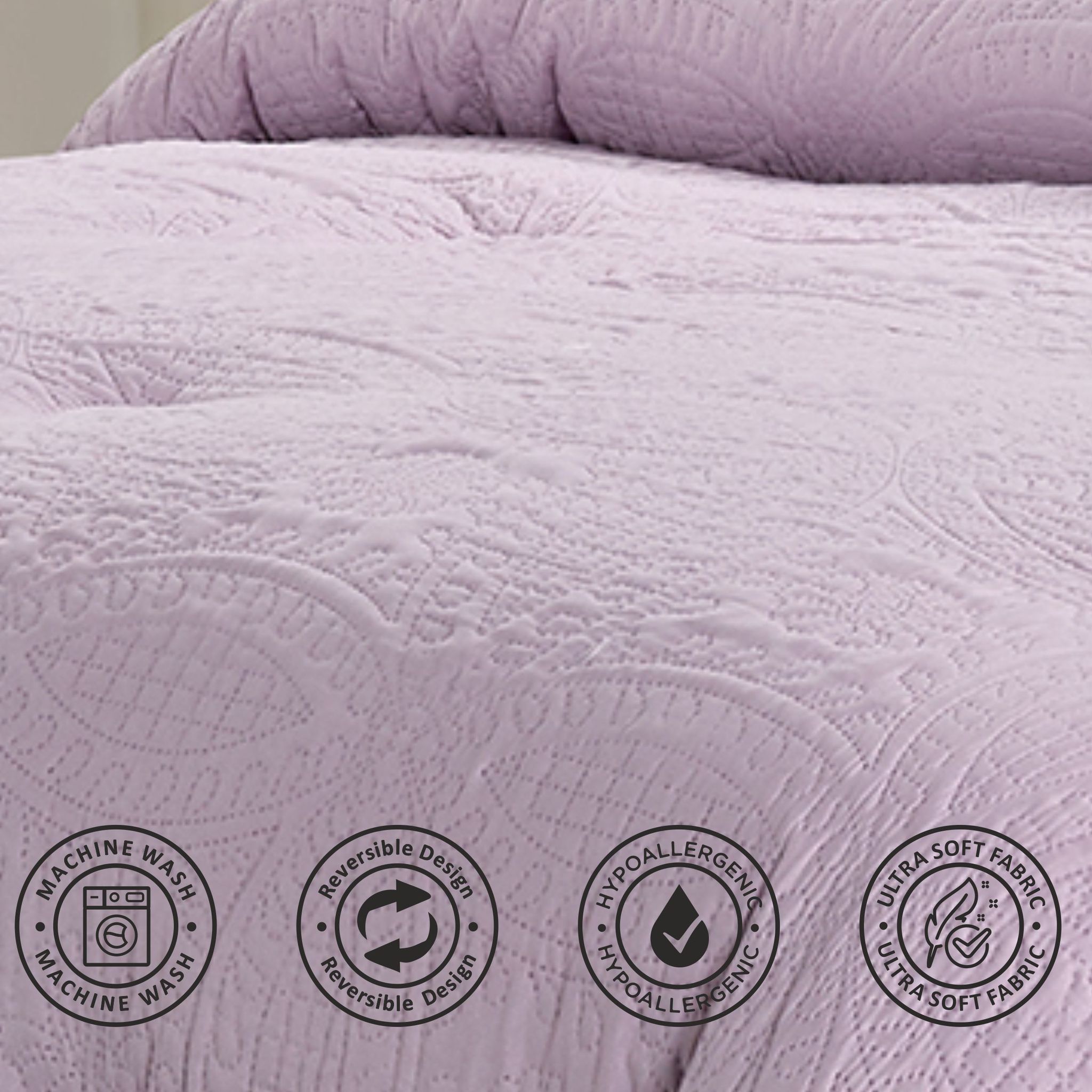Ultrasonic Embroidered Comforter Set 4-Piece Single Purple