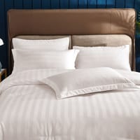 Damask Stripe Hotel Comforter Set 6-Piece King White