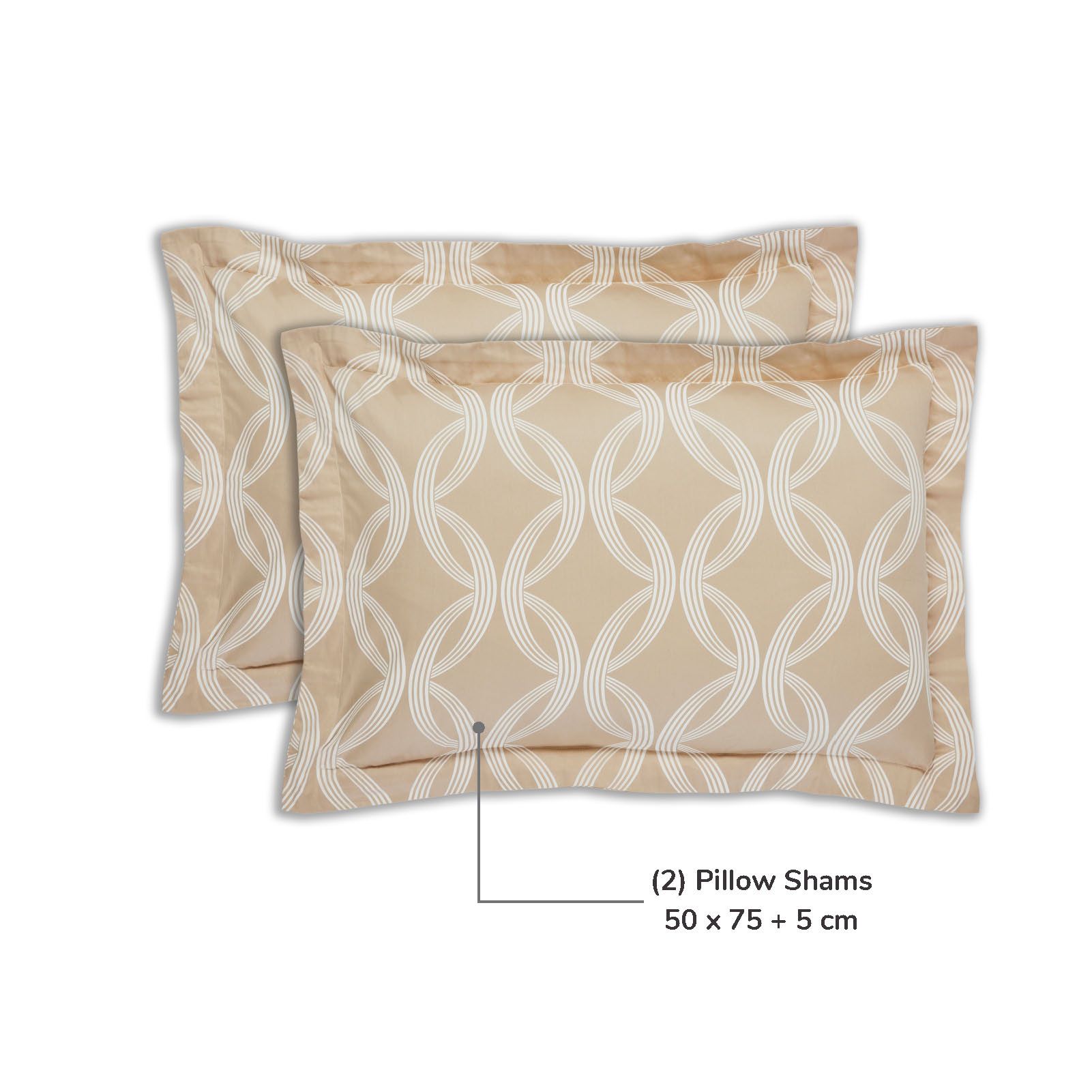 Geometric Art Pattern Cotton Comforter Set 5-Piece SIngle Beige