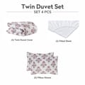 300 Thread Count 100% Natural Cotton Printed Duvet Set 4-Piece Single Purple