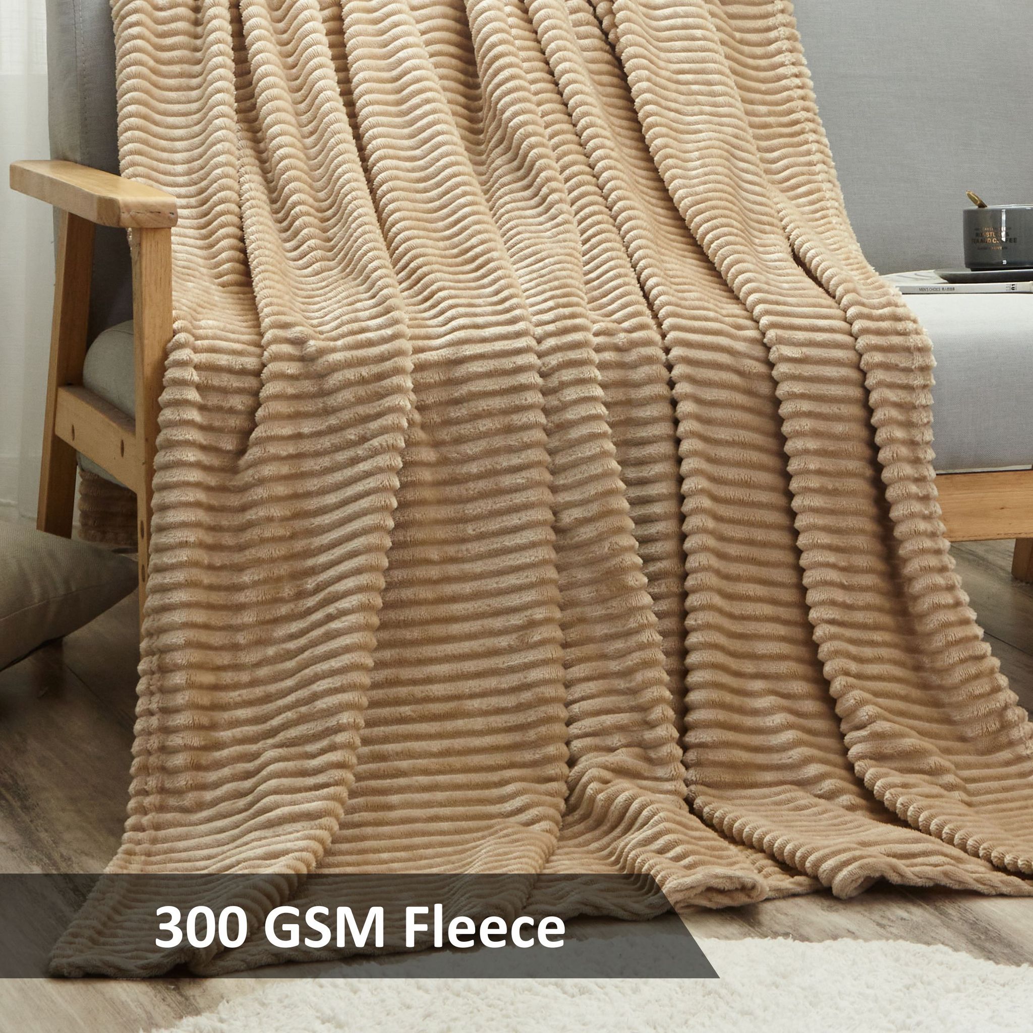 Soft Flannel Fleece Blanket Single Beige