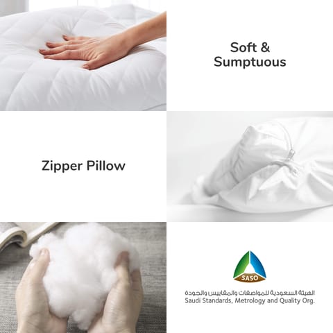 Premium Hotel Pillow 1-Piece(1600 g) Size 50x75 cm Luxury Down Alternative Filling With Natural Cotton Cover Skin-Friendly