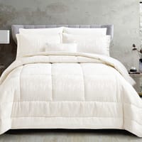6-Piece Super Luxurious Italian Jacquard Fabric Comforter Set, King 260 x 240 cm,Ivory Beige
