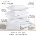 6-Piece Super Luxurious Italian Jacquard Fabric Comforter Set, King 260 x 240 cm, White