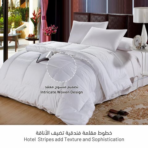 6-Piece Italian Jacquard  Hotel  Comforter  ,Dobby Broken Stripes Quilted ,King 260 x 240 Cms , Liliac
