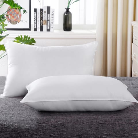 2 Pieces Hotel Pillow 100% Cotton shell Double Edge Stitched  Premium Pearl 1.2 Kg Filling each  50x75