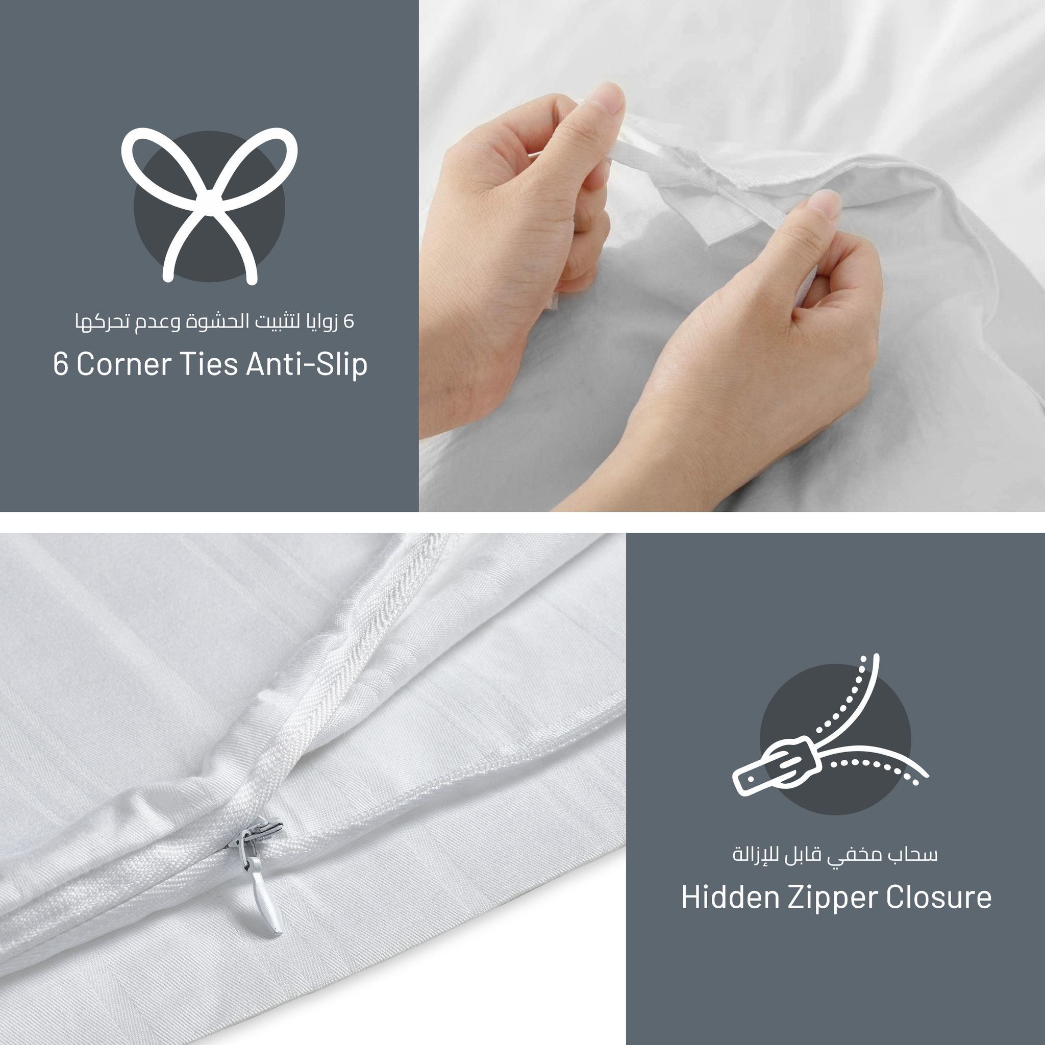 3-Piece Hotel Style Duvet Cover 100% Cotton, 300 Thread Count Hotel Satin Striped, King Size, Gray