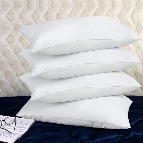 4 Pieces Hotel Pillow ,100% Cotton shell ,Double Edge Stitched , Premium Pearl 1.2 Kg Filling each ,50x75