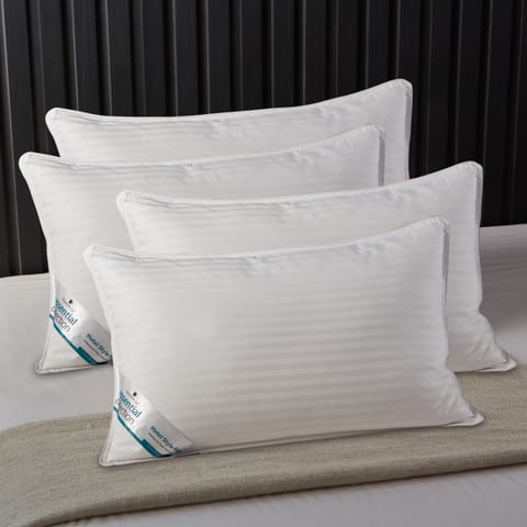 4 Pieces Hotel Striped Pillow ,100% Cotton shell ,Double Edge Stitched , Premium Gel Fiber 1 Kg Filling each ,50x75 , Soft Loft
