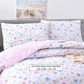 Ultrasonic Embroidered Floral Pattern Quilt Set 4-Piece Single Pink