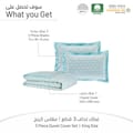 300 Thread Count 100% Natural Cotton Printed Duvet Set 3-Piece King Aqua Blue