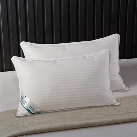 2 Pieces Hotel Striped Pillow ,100% Cotton shell ,Double Edge Stitched , Premium Gel Fiber 1 Kg Filling each 50x75 , Soft Loft