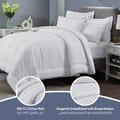 Comforter Set 7-Pieces Double Size Hotel Style All Season Cotton Rich Stripe Pattern Bedding Set With Removable Cover And Down Alternative Filling, White