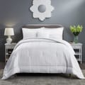 Comforter Set 7-Pieces Double Size Hotel Style All Season Cotton Rich Stripe Pattern Bedding Set With Removable Cover And Down Alternative Filling, White
