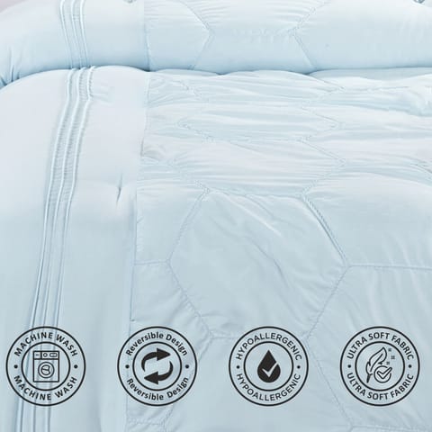 7-Piece Damask Stripes Hotel Style Comforter Microfiber ,Removable Insert ,King 260 x 240 Cms ,White