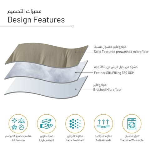 طقم لحاف من الألياف الدقيقة بخطوط دمشقية 7 قطع، حشوة قابلة للإزالة، مقاس كينج 260 × 240 سم، أبيض