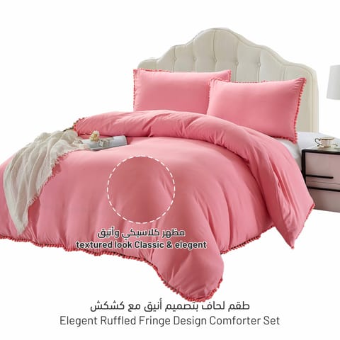 7-Piece Damask Stripes Hotel Style Comforter Microfiber ,Removable Insert ,King 260 x 240 Cms ,White