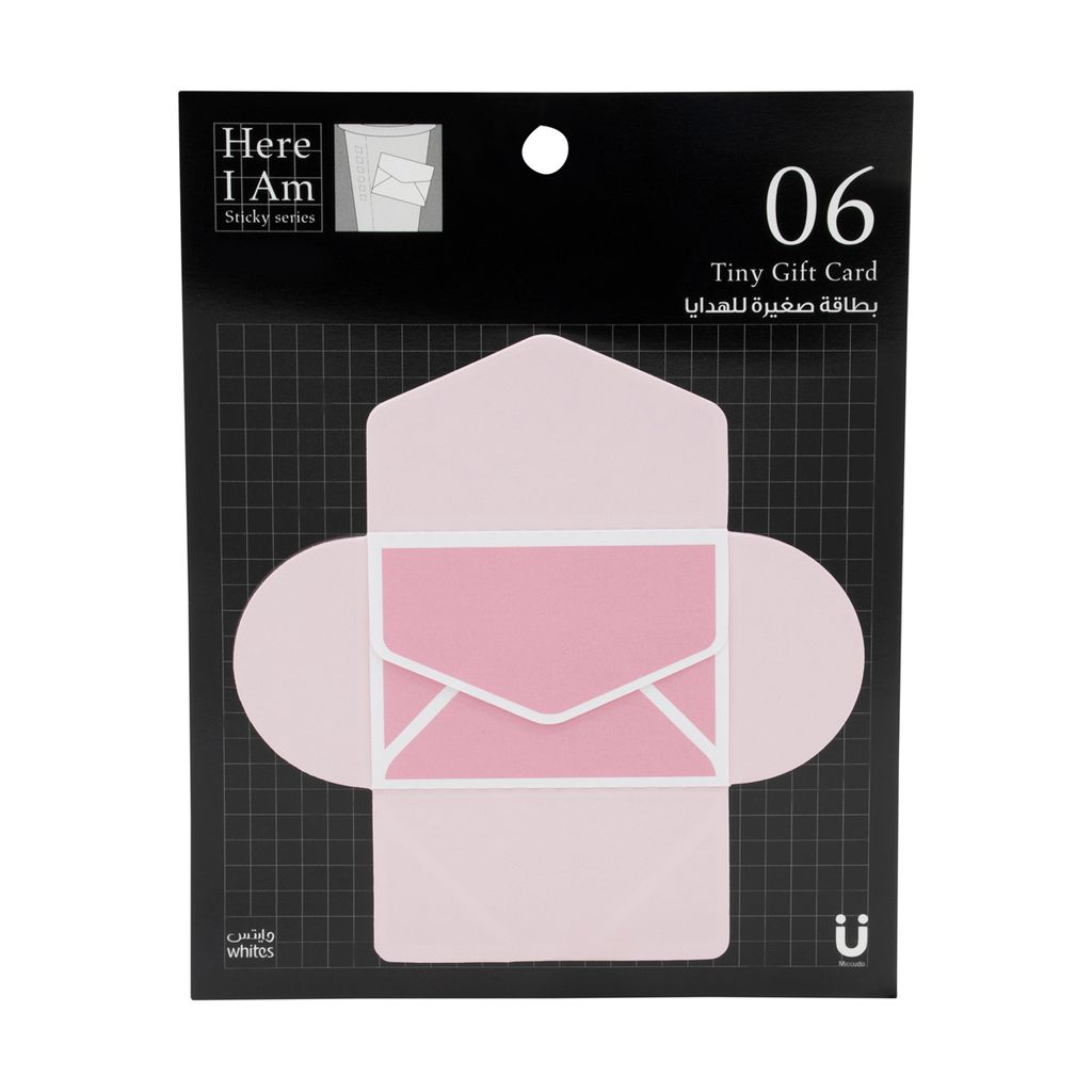 Here I Am Tiny Gift Card Sticky Air Mail Pink