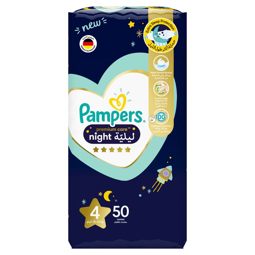 Pampers Premium Care Night Size (4) Mega Pack 50 Diapers