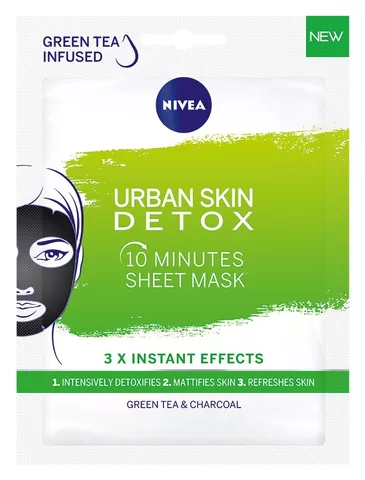 Urban Skin Detox Face Sheet Mask Green Tea & Charcoal 1 Mask