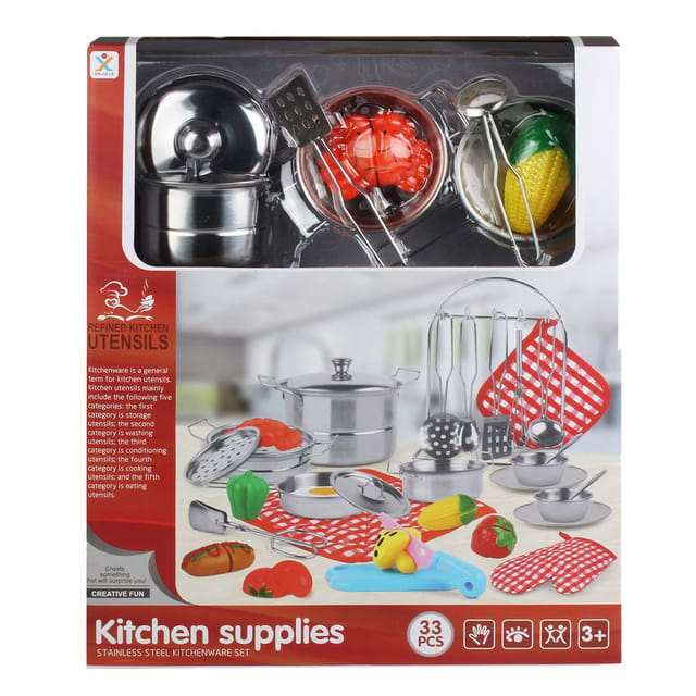 Stainless tableware set w/ 33pcs acc.