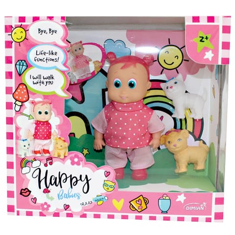 16cm Happy Babies walking doll with IC 40 seconds + 2 puppies