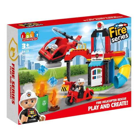 FIRE HELICOPTER RESCUE BUILDING BLOCKS 50PCS