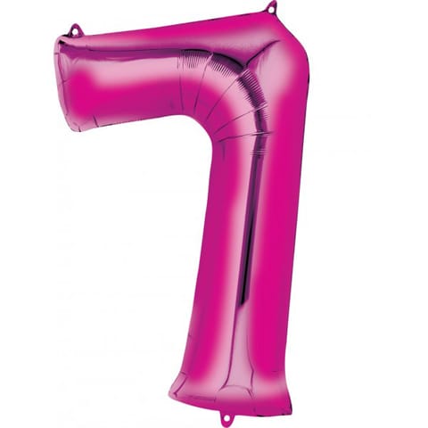 L34 NUMBER 7 PINK SUPERSHAPE BALLOON