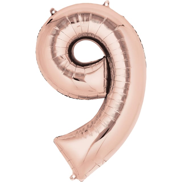 P50 NUMBER 9 ROSE GOLD SUPERSHAPE BALLOON