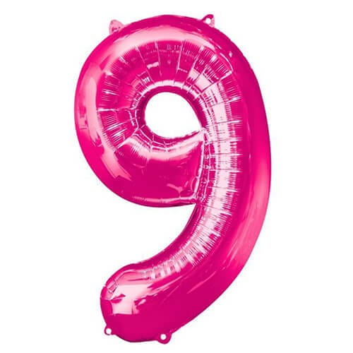 L34 NUMBER 9 PINK SUPERSHAPE BALLOON