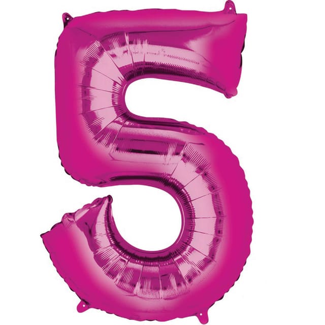 L34 NUMBER 5 PINK SUPERSHAPE BALLOON