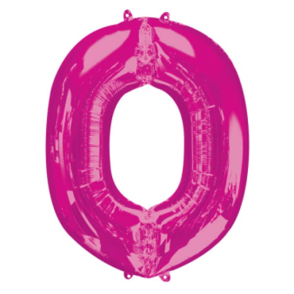 L34 NUMBER 0 PINK SUPERSHAPE BALLOON