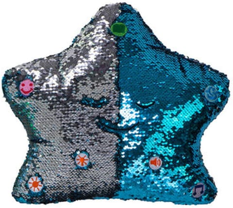 NEW My Dua' Star Light & Sound Sequins Pillow (Blue / Silver)
