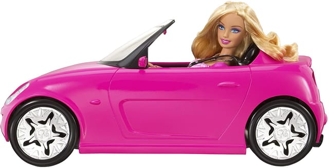 barbie doll and convertible car