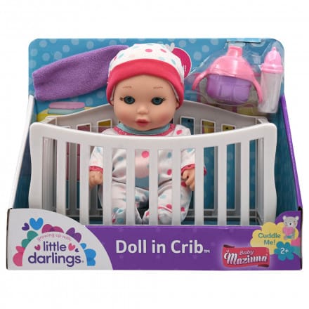 Baby Maziuna Doll in Crib 8"