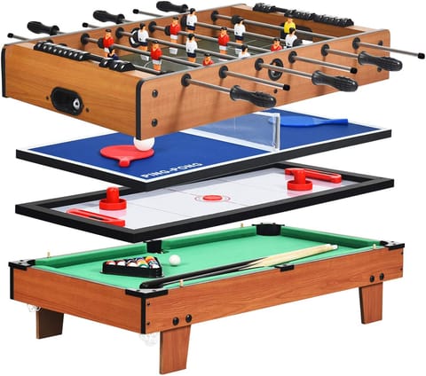Wooden 4-in-1 (Soccer, Table Tennis, Hockey, Pool) Table Game (107x59x76)