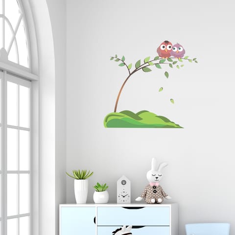 DIY Wall Stickers Two Owls for Home Décor (12"X12")